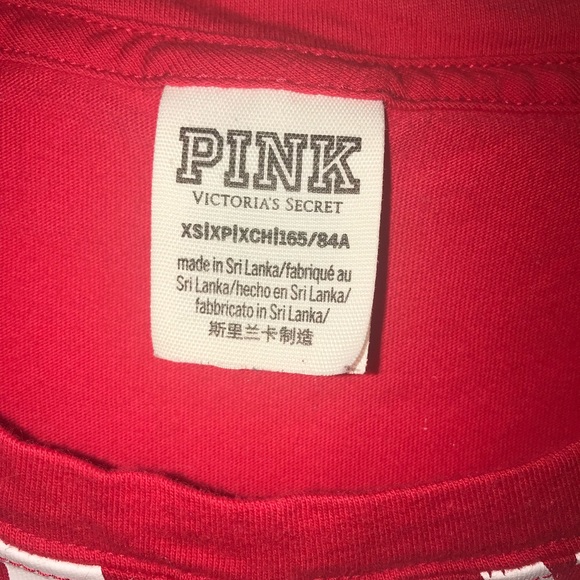 VS PINK red and white cropped long sleeve shirt - Picture 6 of 6